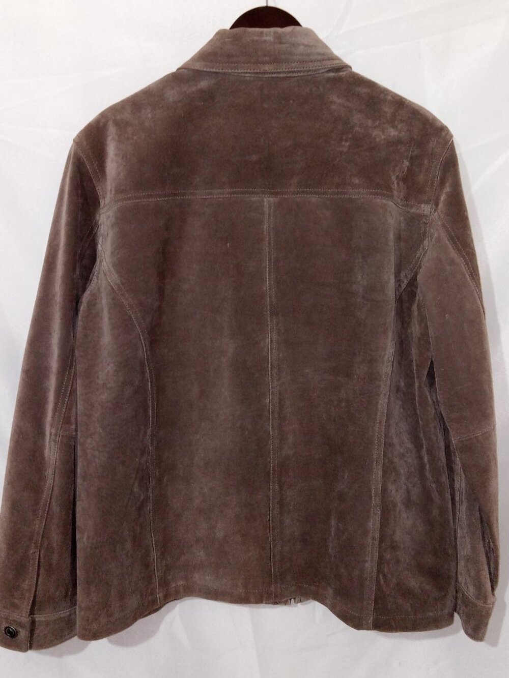 Chico's Brown Suede Leather Zip Jacket Women's Size 2 Large Lined Coat - Picture 6 of 14